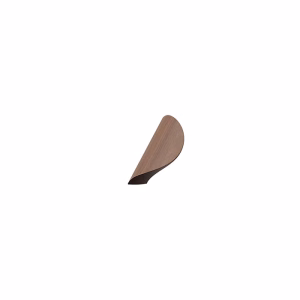 Archive clear lacquered walnut cabinet handle with a curved Scandinavian design for kitchen cabinets, drawers, wardrobes, and bespoke furniture.