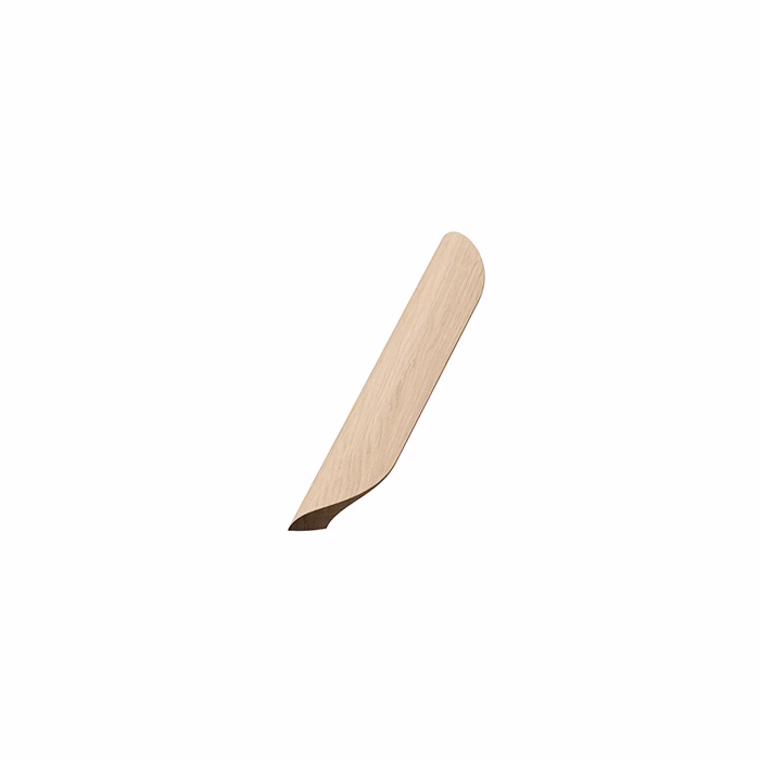 archive-handle-untreated-oak-192cc Archive untreated oak cabinet handle with a curved Scandinavian design for kitchen cabinets, drawers, wardrobes, and bespoke furniture.