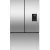fisher-paykel-569l-french-door-refrigerator-freezer-ice-water Fisher & Paykel 569L French door refrigerator freezer with slim water dispenser, automatic ice maker, and stainless steel finish.