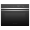 fisher-paykel-contemporary-compact-combi-microwave-oven Fisher & Paykel contemporary compact combi microwave oven with convection cooking, touchscreen controls, and sleek black glass finish.
