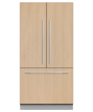Fisher & Paykel integrated French door refrigerator freezer with panel-ready design, bottom freezer drawer, and flexible food storage for modern kitchens.