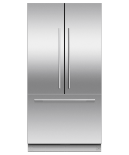 fisher-paykel-integrated-french-door-refrigerator-freezer-closed Fisher & Paykel integrated French door refrigerator freezer with panel-ready design, bottom freezer drawer, and flexible food storage for modern kitchens.
