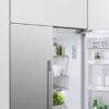 fisher-paykel-integrated-french-door-refrigerator-freezer-ice-water-half-open Fisher & Paykel integrated French door refrigerator freezer with automatic ice maker, internal water dispenser, and panel-ready design for modern kitchens.