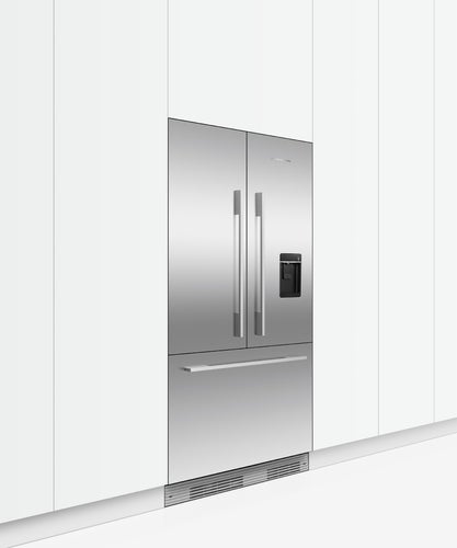 fisher-paykel-integrated-french-door-refrigerator-freezer-ice-water-unit Fisher & Paykel integrated French door refrigerator freezer with automatic ice maker, internal water dispenser, and panel-ready design for modern kitchens.