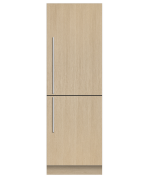 Fisher & Paykel integrated refrigerator freezer with panel-ready design, internal water dispenser, automatic ice maker, and flexible food storage.