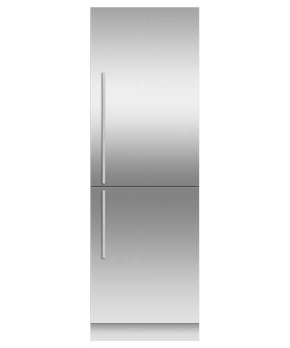 fisher-paykel-integrated-refrigerator-freezer-ice-water-closed Fisher & Paykel integrated refrigerator freezer with panel-ready design, internal water dispenser, automatic ice maker, and flexible food storage.