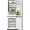 fisher-paykel-integrated-refrigerator-freezer-ice-water-open-full Fisher & Paykel integrated refrigerator freezer with panel-ready design, internal water dispenser, automatic ice maker, and flexible food storage.