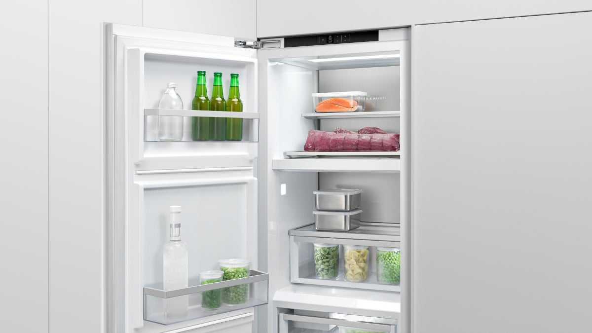 fisher-paykel-integrated-triple-zone-freezer-contents Fisher & Paykel integrated triple zone freezer with panel-ready design, automatic ice maker, and flexible temperature zones for modern kitchens.