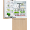 Fisher & Paykel 91cm integrated refrigerator freezer with automatic ice maker, panel-ready design, and bottom freezer drawer for modern kitchens.