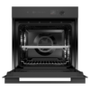 Fisher & Paykel Minimal 16-function built-in oven with black glass finish, touchscreen controls, and self-cleaning technology.