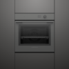 Fisher & Paykel Minimal grey built-in oven with 16 cooking functions, touchscreen controls, AeroTech™ technology, and a sleek glass finish.