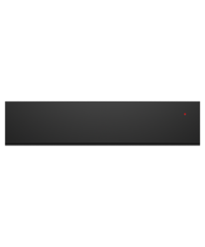 Fisher & Paykel Minimal black built-in warming drawer with handleless design, touch controls, and six warming functions.