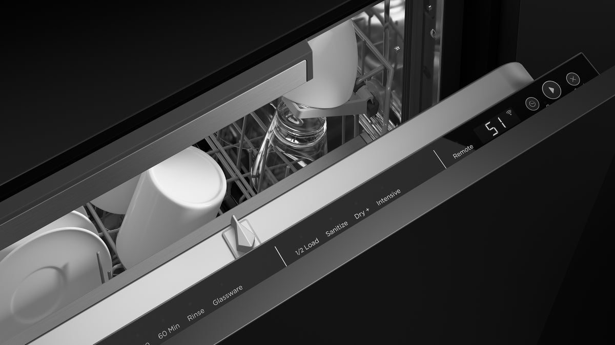 Fisher & Paykel Series 9 integrated tall dishwasher with panel-ready design, 16 place settings, Wi-Fi connectivity, and quiet operation.