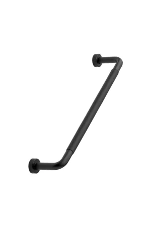 Lounge matt black Zamac cabinet handle with ergonomic concave grip for kitchen cabinets and bespoke furniture.