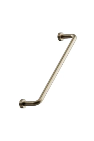 Lounge patinated brass Zamac cabinet handle with ergonomic concave grip for kitchen cabinets and bespoke furniture.