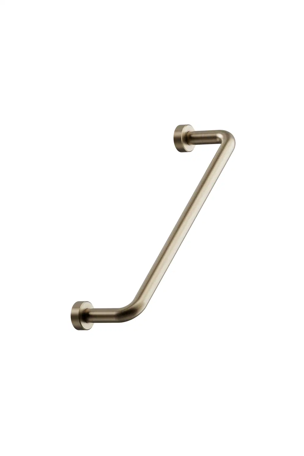Lounge patinated brass Zamac cabinet handle with ergonomic concave grip for kitchen cabinets and bespoke furniture.