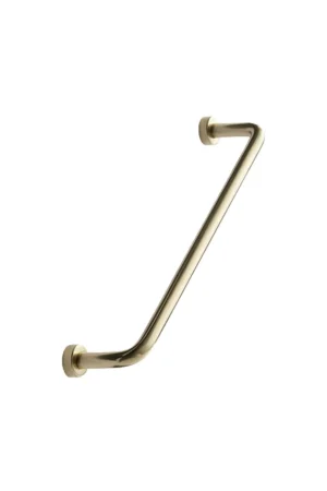 Lounge polished brass Zamac cabinet handle with ergonomic concave grip for kitchen cabinets and bespoke furniture.