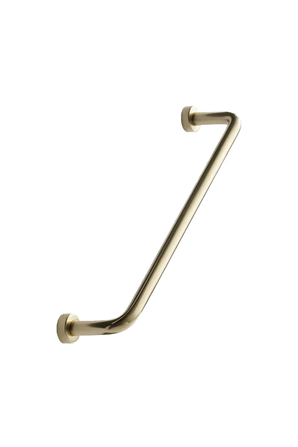 Lounge polished brass Zamac cabinet handle with ergonomic concave grip for kitchen cabinets and bespoke furniture.