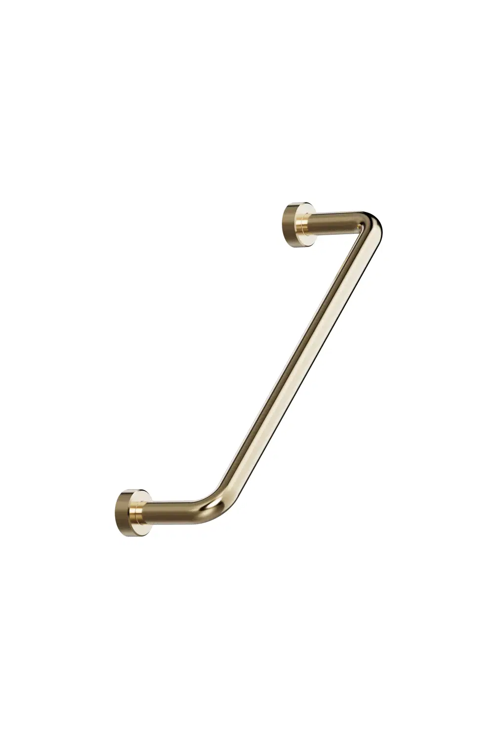 Lounge polished brass Zamac cabinet handle with ergonomic concave grip for kitchen cabinets and bespoke furniture.