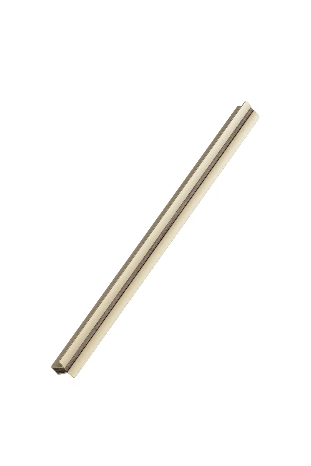 papillon-handle-dark-brown-matt-brass-320cc Papillon aluminium cabinet handle in dark brown with matt brass detail for kitchen cabinets, drawers, and bespoke furniture.