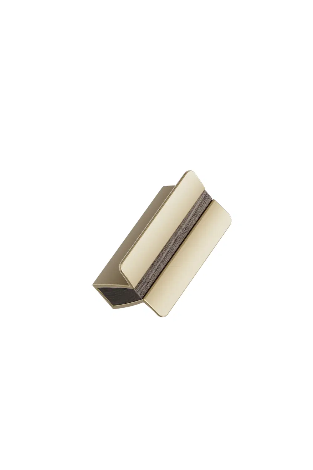 papillon-handle-dark-brown-matt-brass-32cc Papillon aluminium cabinet handle in dark brown with matt brass detail for kitchen cabinets, drawers, and bespoke furniture.
