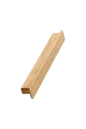 Shelter FSC® 100% oak profile handle with a clear lacquered finish for kitchen cabinets, drawers, and bespoke furniture.