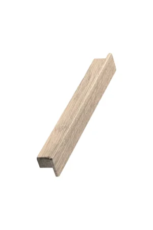 Shelter untreated oak profile handle for kitchen cabinets, drawers, wardrobes, and bespoke furniture.