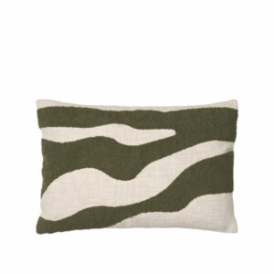 Marlie Cushion Cover in Winter Moss and Oatmeal with textured abstract pattern, 40 x 60cm