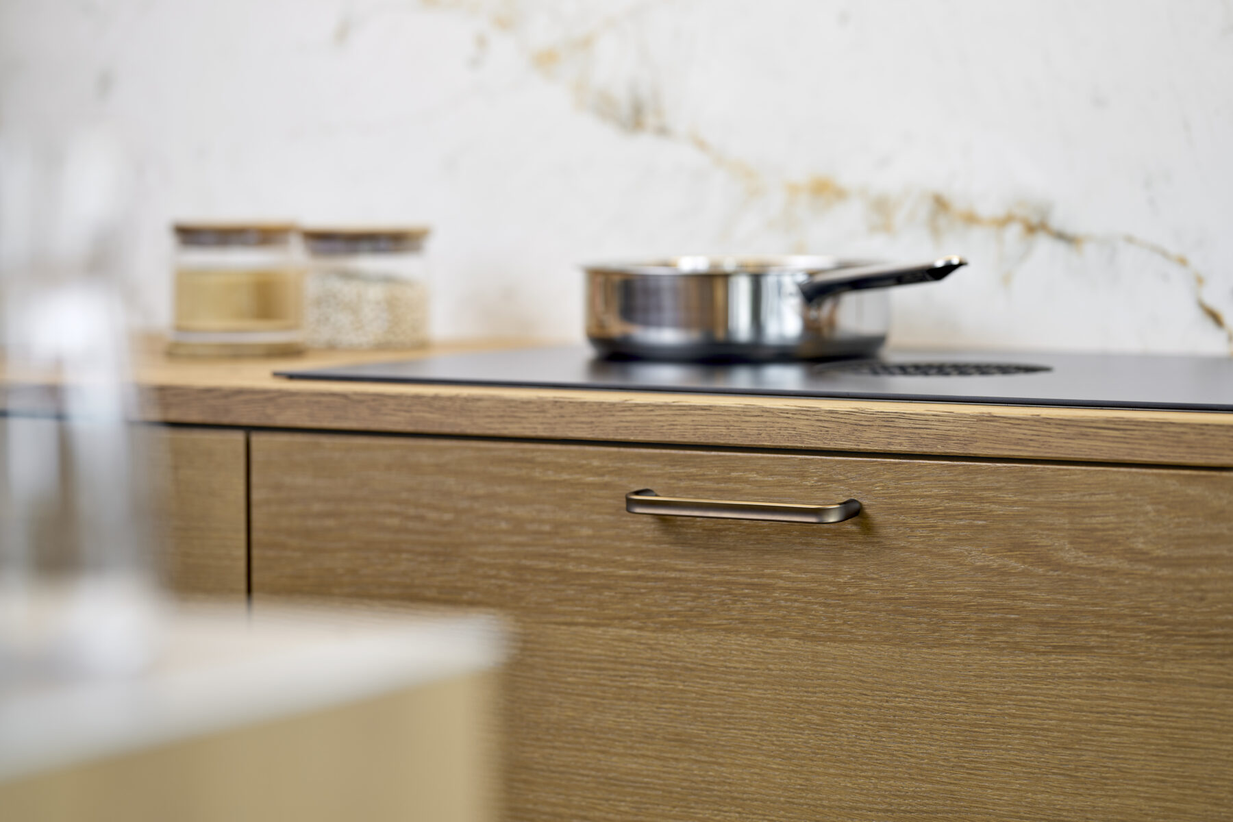 Terra matt bronze cast iron cabinet handle for kitchen cabinets, drawers, wardrobes, and bespoke furniture.