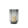 Anya Hurricane Candle Holder in grey mouthblown glass with sculptural curved detailing