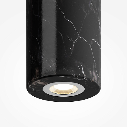 basic-marble-linear-pendant-light-black-bulb Basic Marble Linear Pendant Light in black with slim cylindrical shade and dark marble-effect finish.