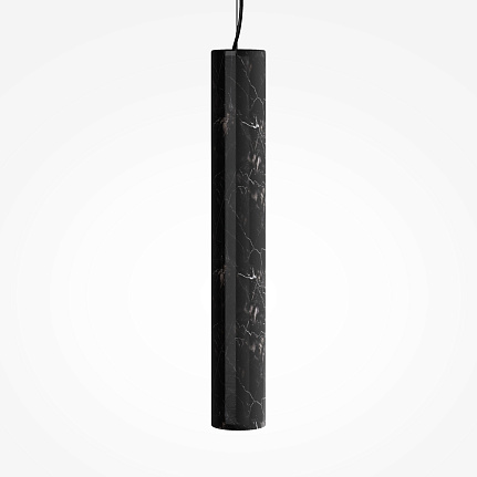 basic-marble-linear-pendant-light-black-top Basic Marble Linear Pendant Light in black with slim cylindrical shade and dark marble-effect finish.