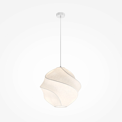 Bloom Globe Pendant Light with sculptural white fabric shade and soft rounded form.