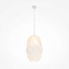 Bloom Oval Pendant Light with tall sculptural white fabric shade and flowing organic form.