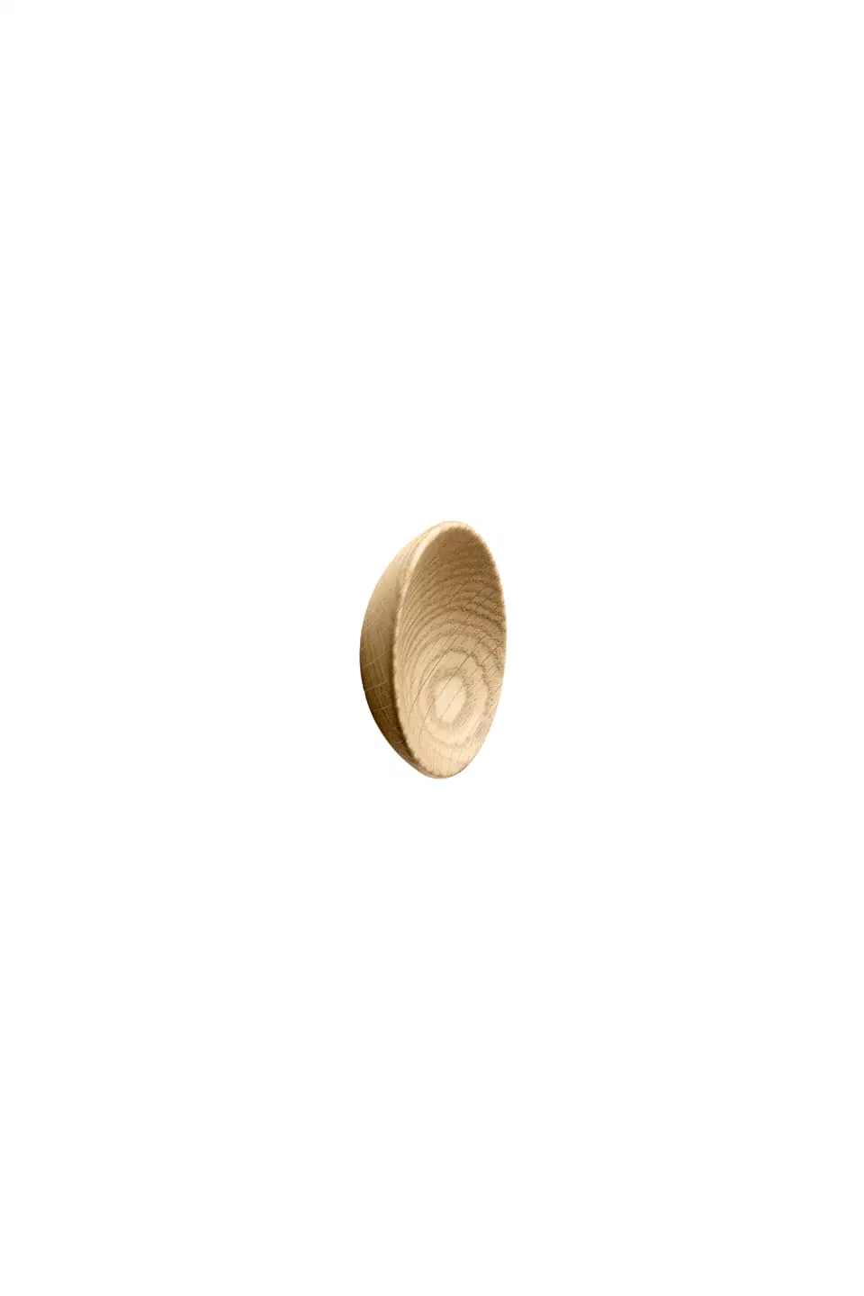 Bowl clear lacquered oak cabinet knob for kitchen cabinets, drawers, wardrobes, and bespoke furniture.