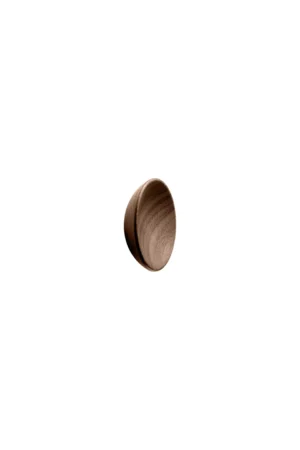 Bowl clear lacquered walnut cabinet knob for kitchen cabinets, drawers, wardrobes, and bespoke furniture.
