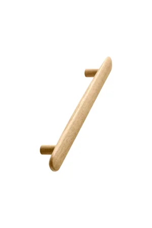 Brutus clear lacquered oak cabinet handle for kitchen cabinets, drawers, wardrobes, and bespoke furniture.