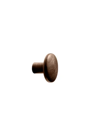 Brutus clear lacquered walnut cabinet knob for kitchen cabinets, drawers, wardrobes, and bespoke furniture.