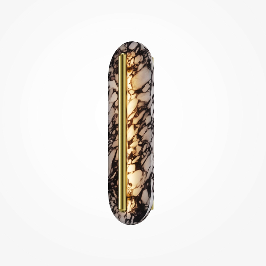 Clarett marble-effect and brass LED wall light with slim vertical design.