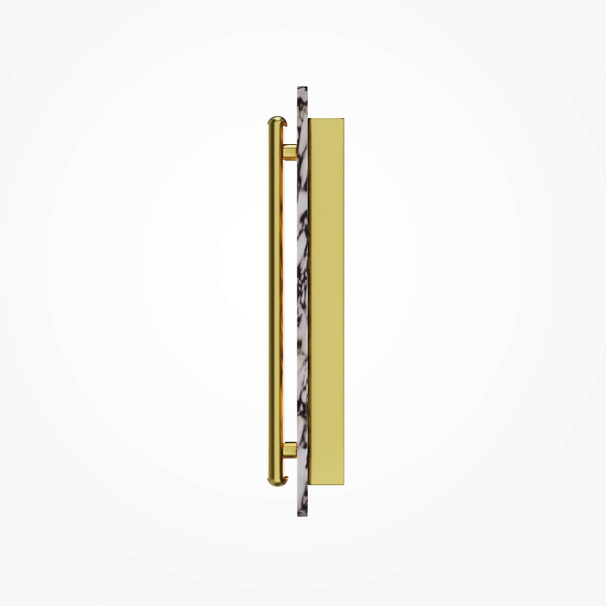 Clarett marble-effect and brass LED wall light with slim vertical design.