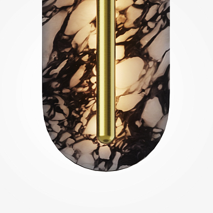 Clarett marble-effect and brass LED wall light with slim vertical design.