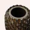 Dorthea Vase in brown reactive glazed ceramic with textured scale-like detailing