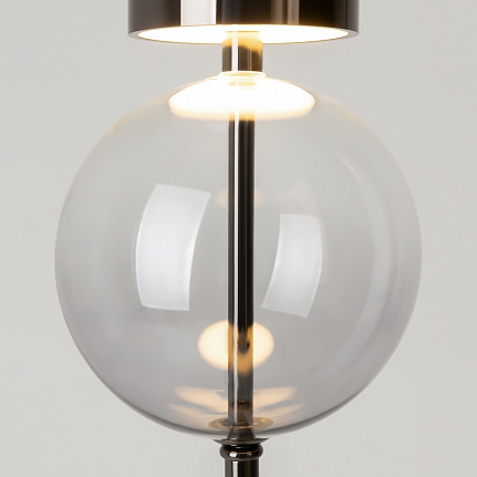 double-moon-floor-lamp-black-bulb Double Moon black floor lamp with sculptural glass shade and contemporary metal frame.
