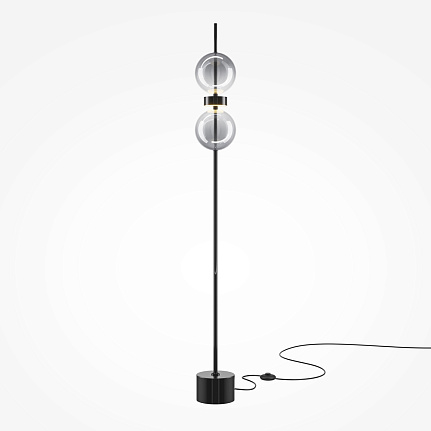 double-moon-floor-lamp-black Double Moon black floor lamp with sculptural glass shade and contemporary metal frame.