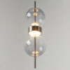 Double Moon pendant light with two clear glass spheres, slim black frame and contemporary design.