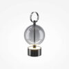 double-moon-rechargeable-table-lamp-black Double Moon rechargeable table lamp with glass shade, black metal frame and contemporary sculptural design.