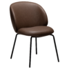 Era Chair in Major Brown faux leather with a rounded upholstered back, padded seat and slim black legs.