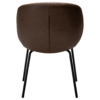 Era Chair in Major Brown faux leather with a rounded upholstered back, padded seat and slim black legs.