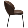 Era Chair in Major Brown faux leather with a rounded upholstered back, padded seat and slim black legs.
