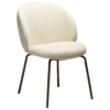 Era Chair in Simply Beige upholstery with rounded backrest, curved seat and slim Antique Brass legs.